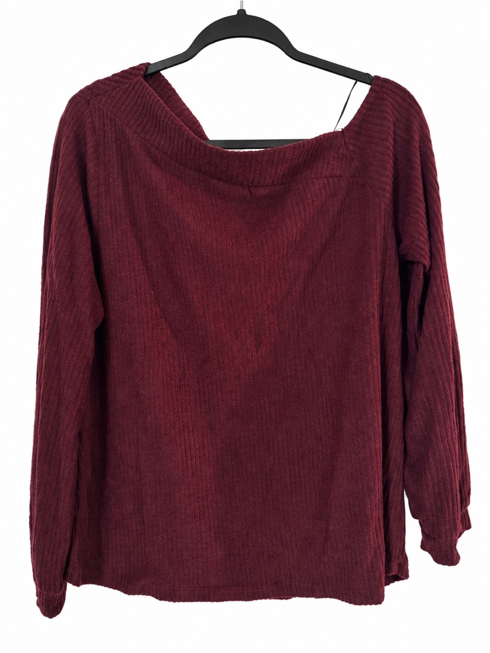 NWT Kaleigh Women’s Burgundy Chenille Ribbed Off Shoulder Sweater Top XL